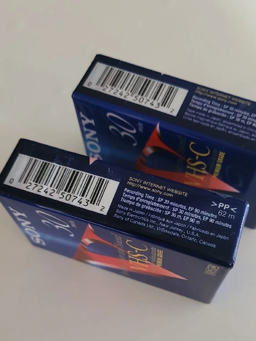 2 SEALED Sony VHS-C 30 Minute Camcorder Tapes